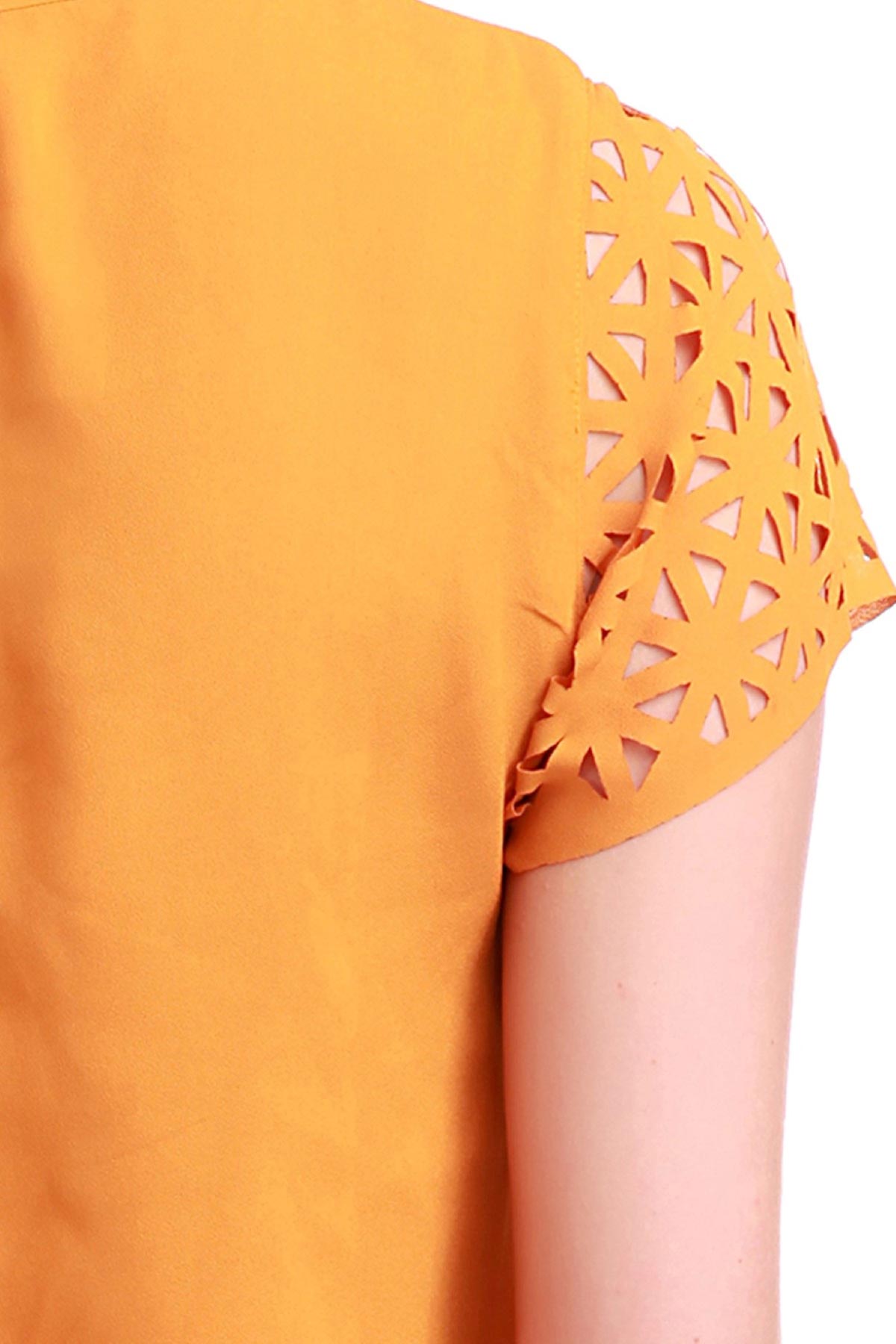 Women's Laser Sleeves Mustard Top