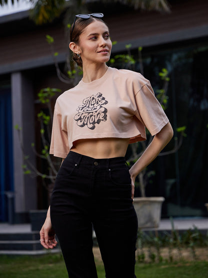 Women's Nude MAKE YOUR MOVE Print Crop T Shirt