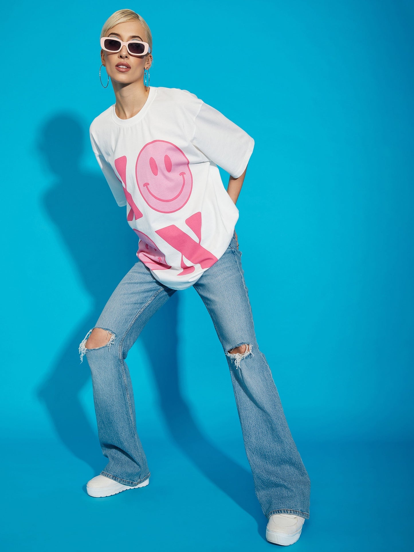 Women's White XOXO Oversized T-Shirt
