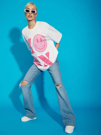 Women's White XOXO Oversized T-Shirt
