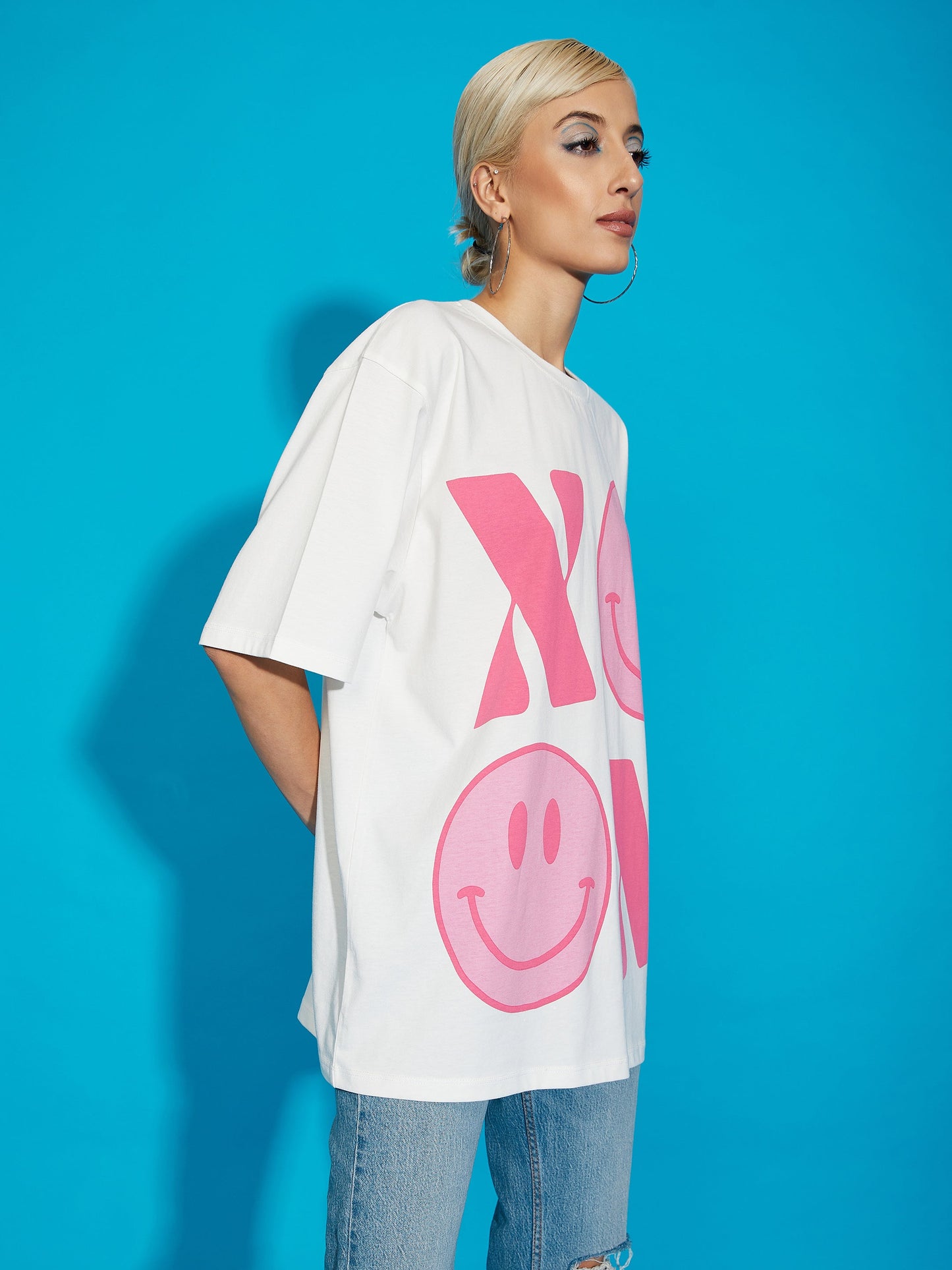 Women's White XOXO Oversized T-Shirt
