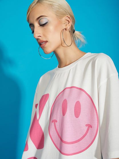 Women's White XOXO Oversized T-Shirt