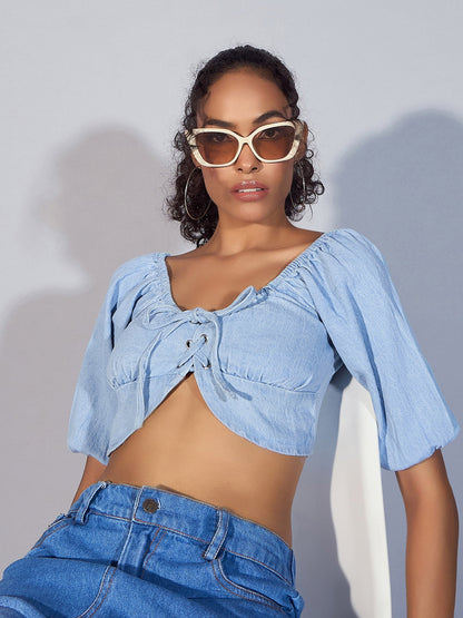 Women's Blue Crop Top