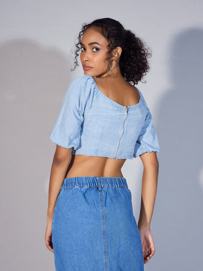 Women's Blue Crop Top