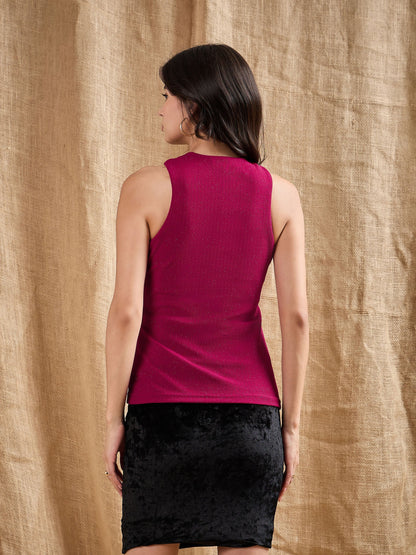 Women's Red Solid Top