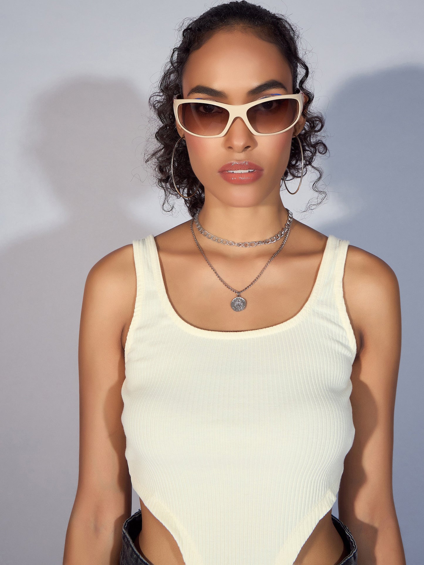 Women's Off-White Crop Top