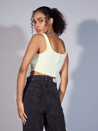 Women's Off-White Crop Top