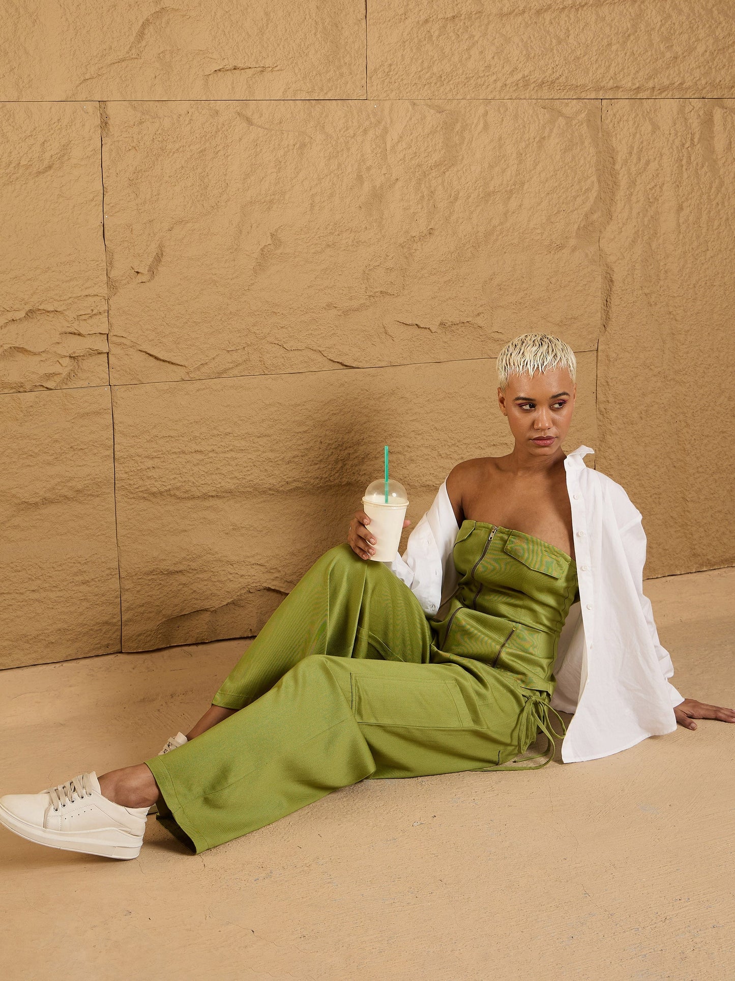 Women's Olive Solid Top