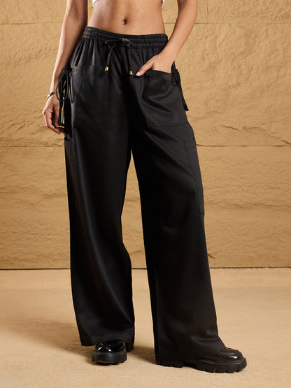 Women's Black Solid Co-Ord Set