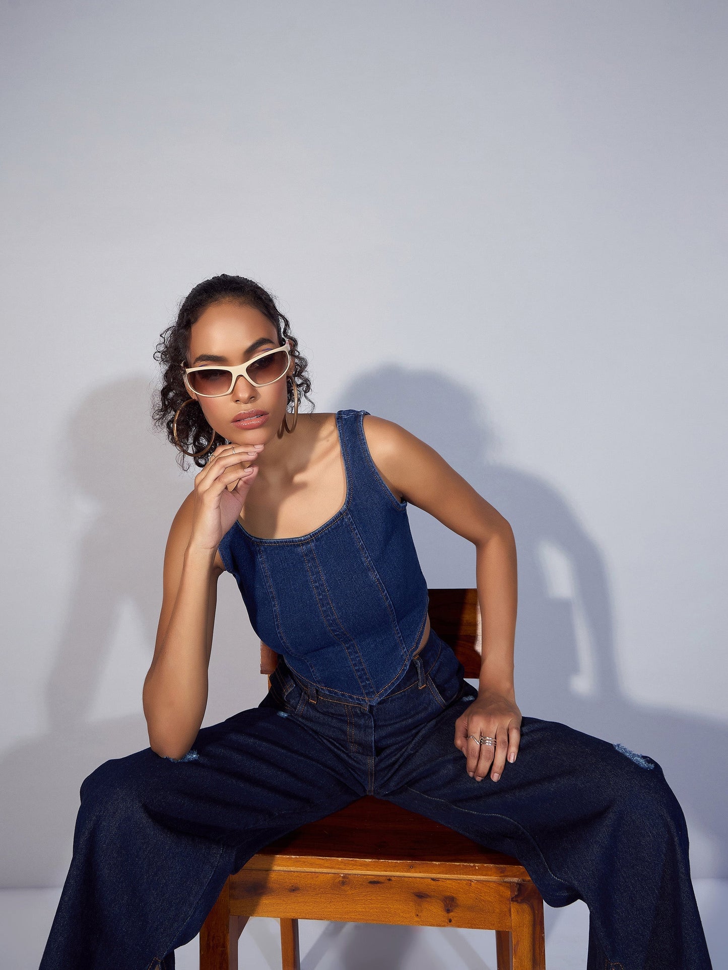 Women's Navy Blue Denim Top