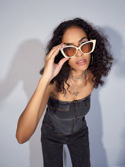 Women's Black Denim Top