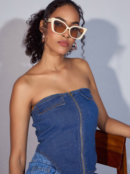 Women's Blue Denim Top