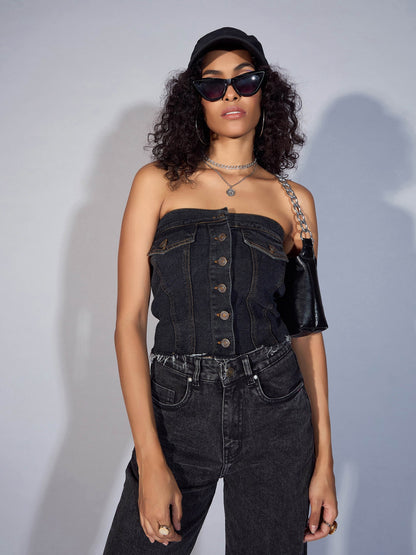 Women's Black Crop Top