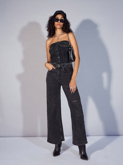 Women's Black Crop Top
