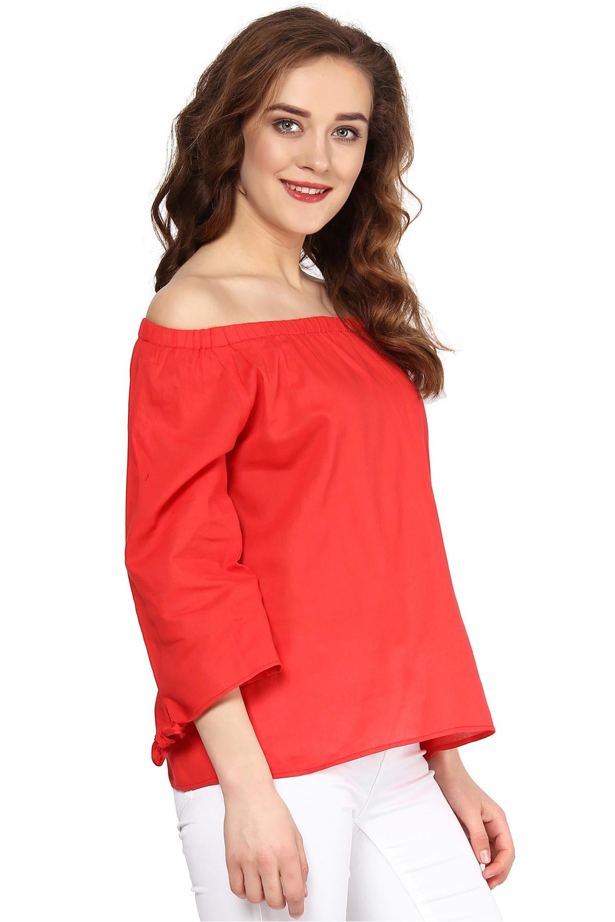 Women's Coral Embroidered Off Shoulder Top