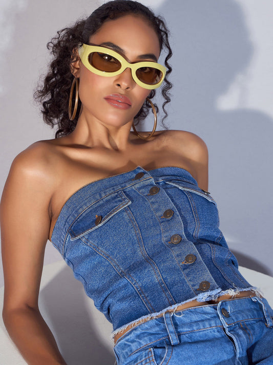 Women's Blue Crop Top