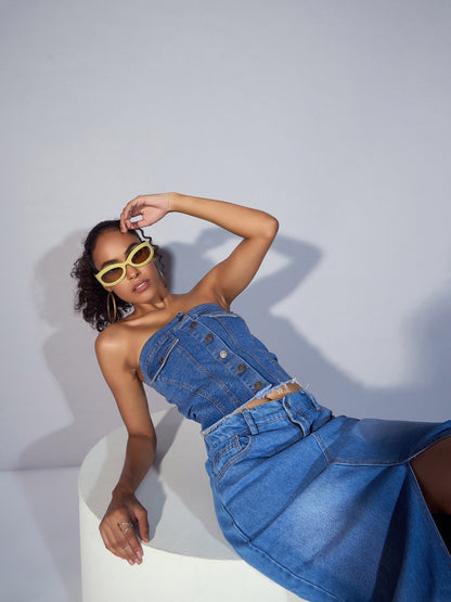 Women's Blue Crop Top