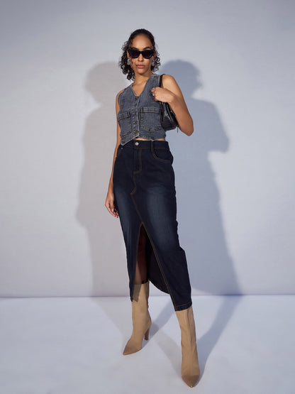 Women's Black Denim Top
