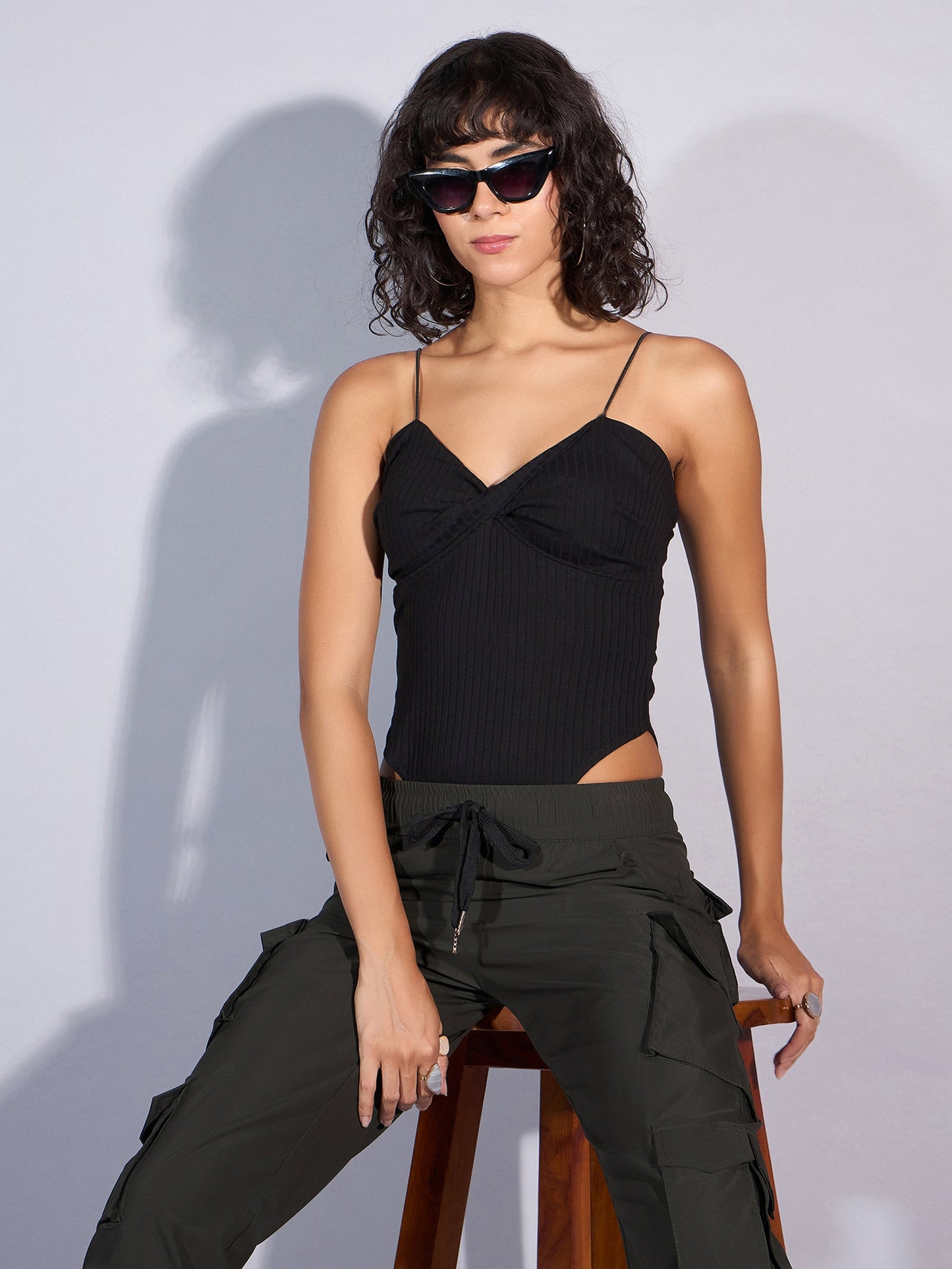 Women's Black Rib Bodysuit