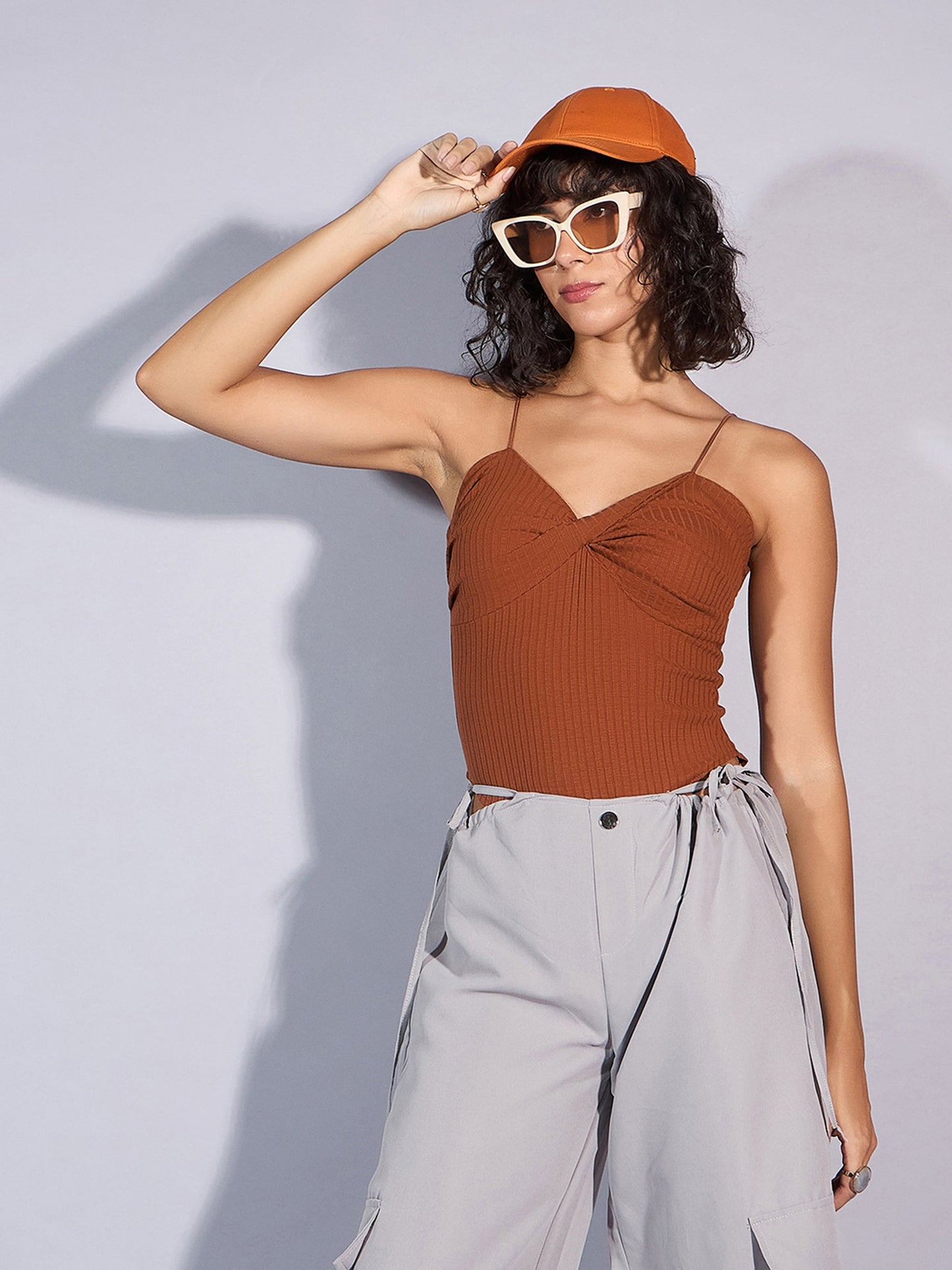 Women's Brown Rib Bodysuit