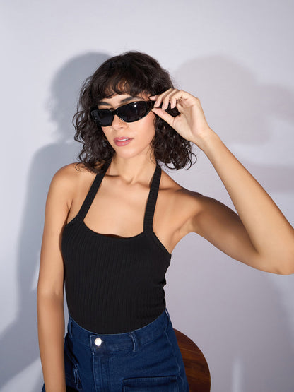 Women's Black Rib Top