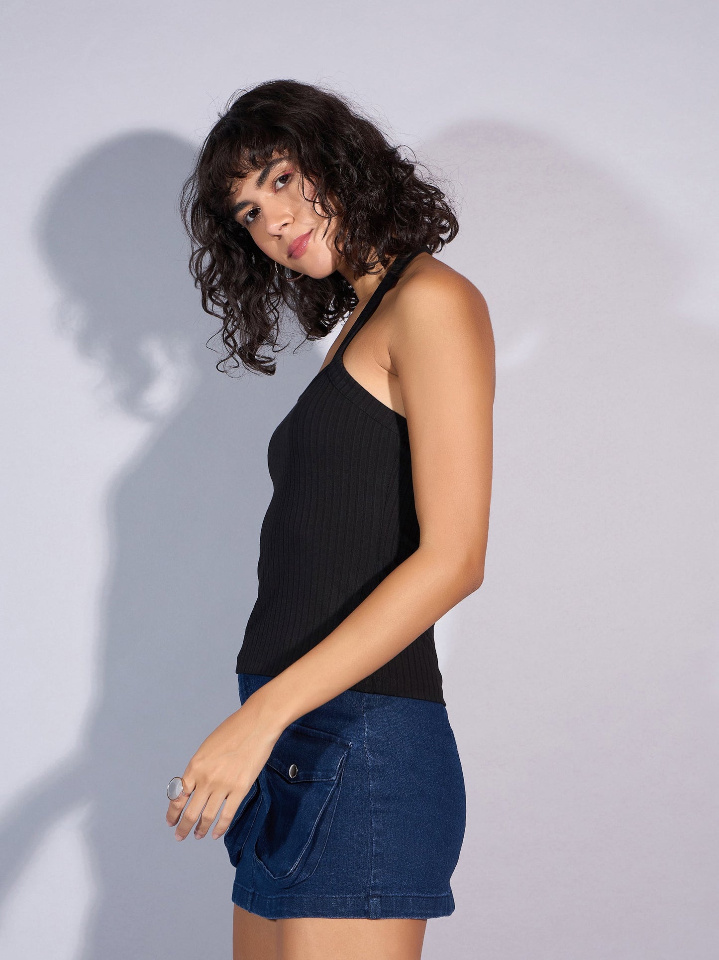 Women's Black Rib Top