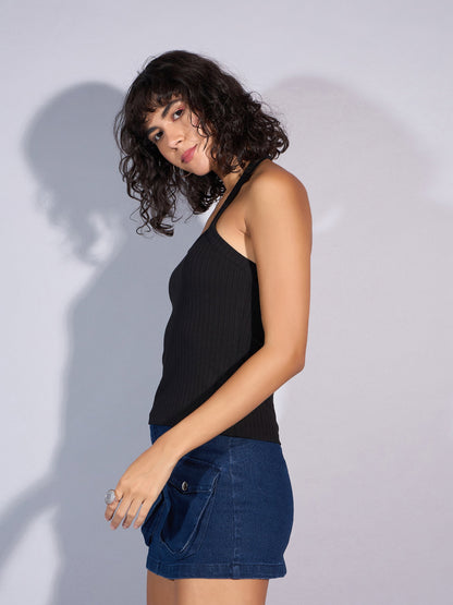 Women's Black Rib Top