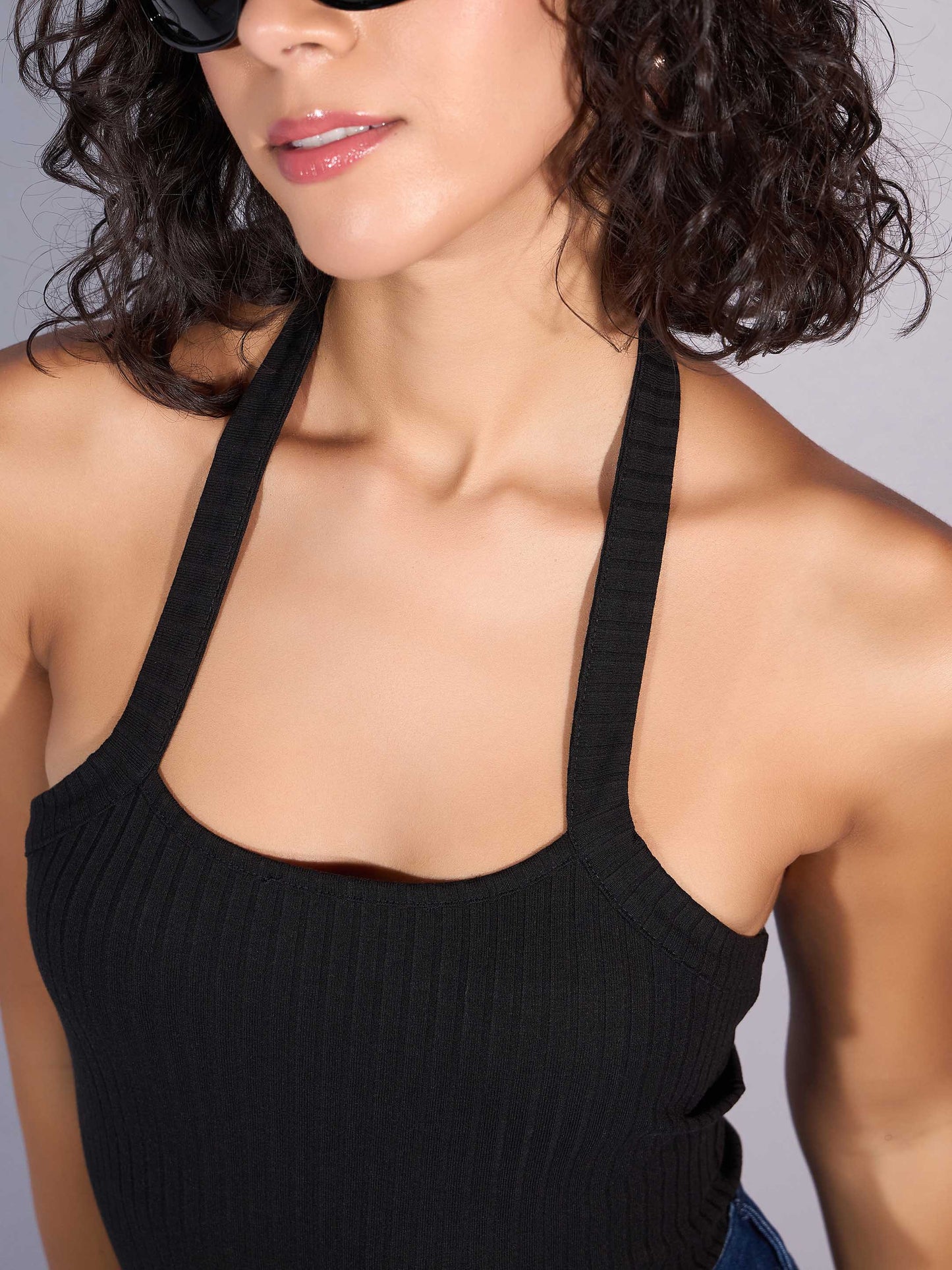Women's Black Rib Top