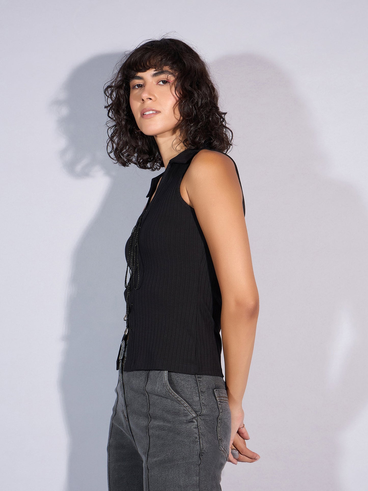 Women's Black Rib Top