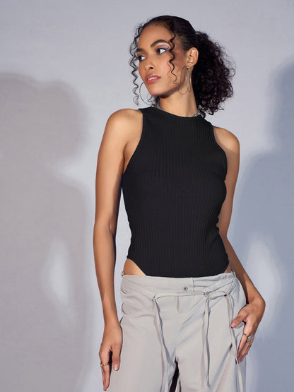 Women's Black Rib Bodysuit