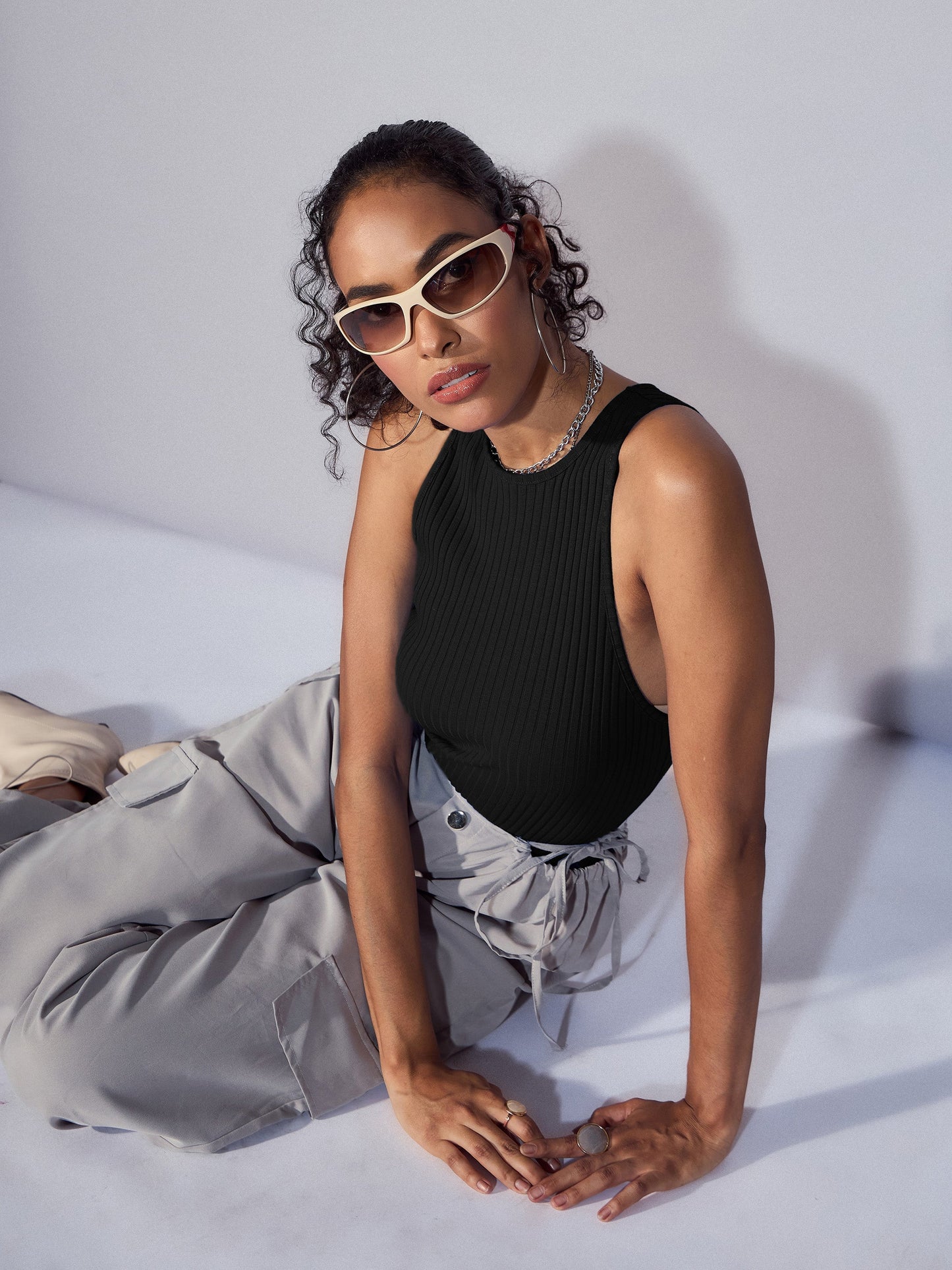 Women's Black Rib Bodysuit