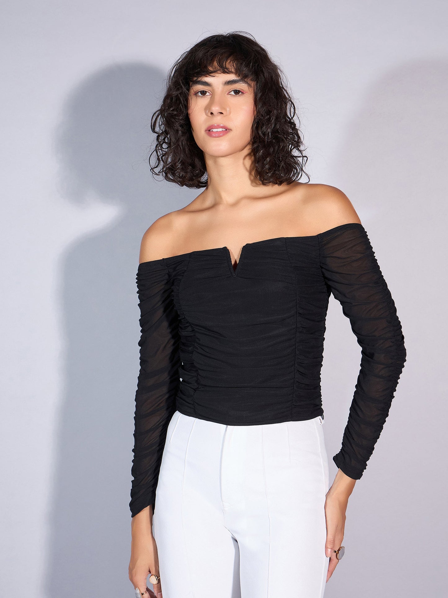 Women's Black Solid Top