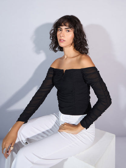 Women's Black Solid Top