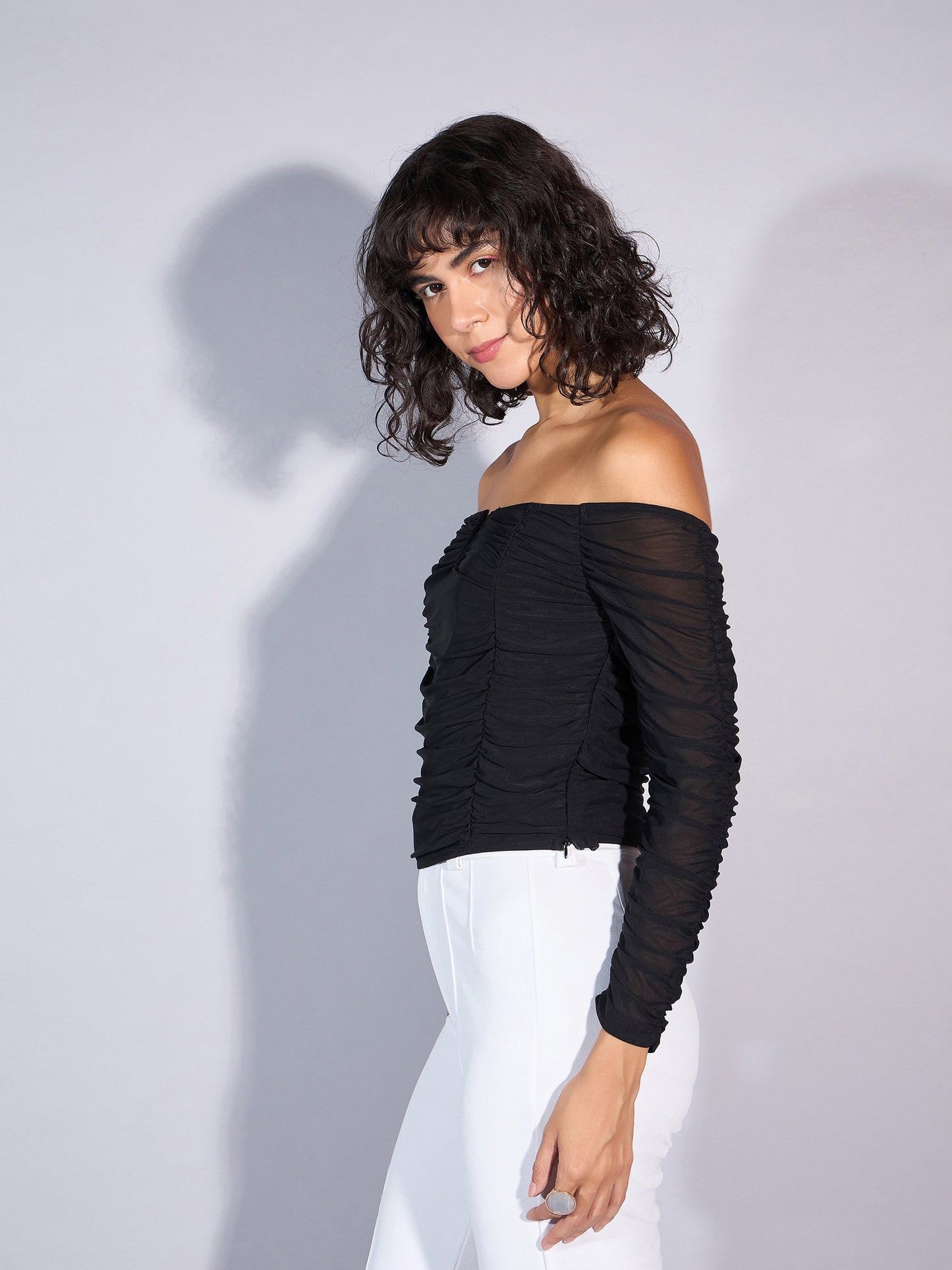 Women's Black Solid Top