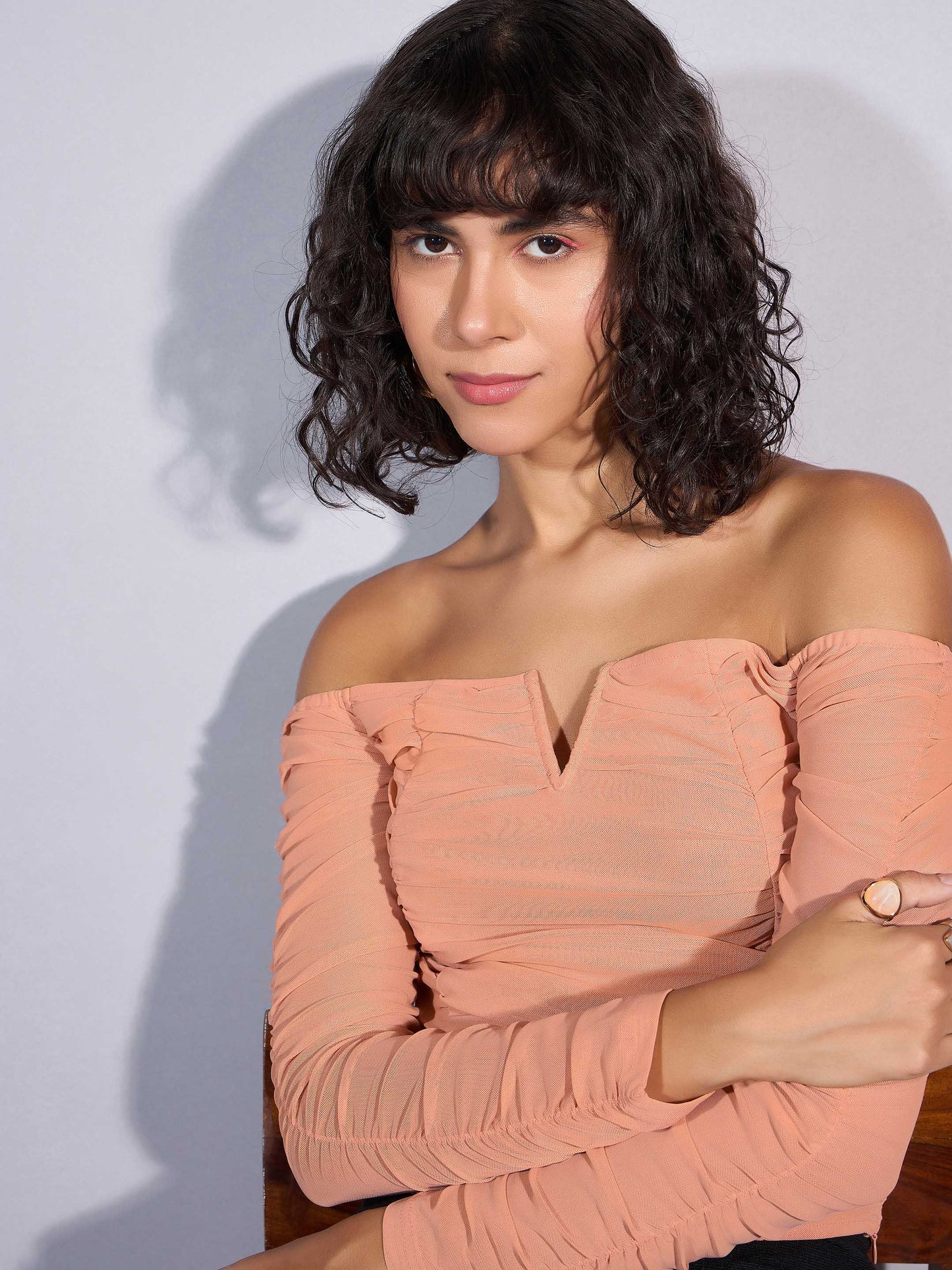 Women's Beige Solid Top