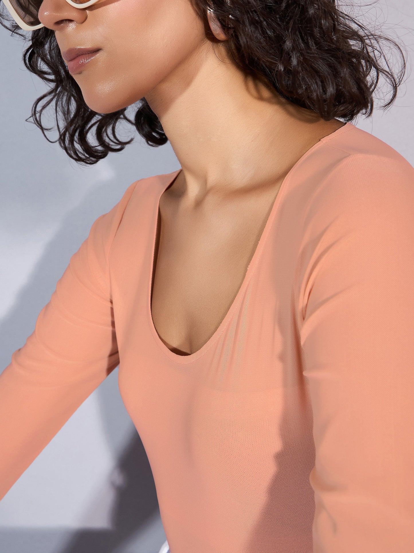 Women's Beige Mesh Bodysuit