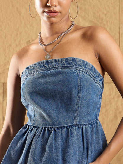 Women's Blue Solid Top