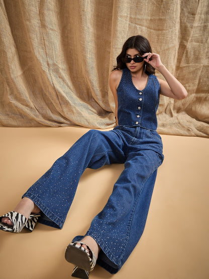 Women's Blue Denim Co-Ord Set
