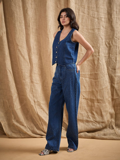 Women's Blue Denim Co-Ord Set