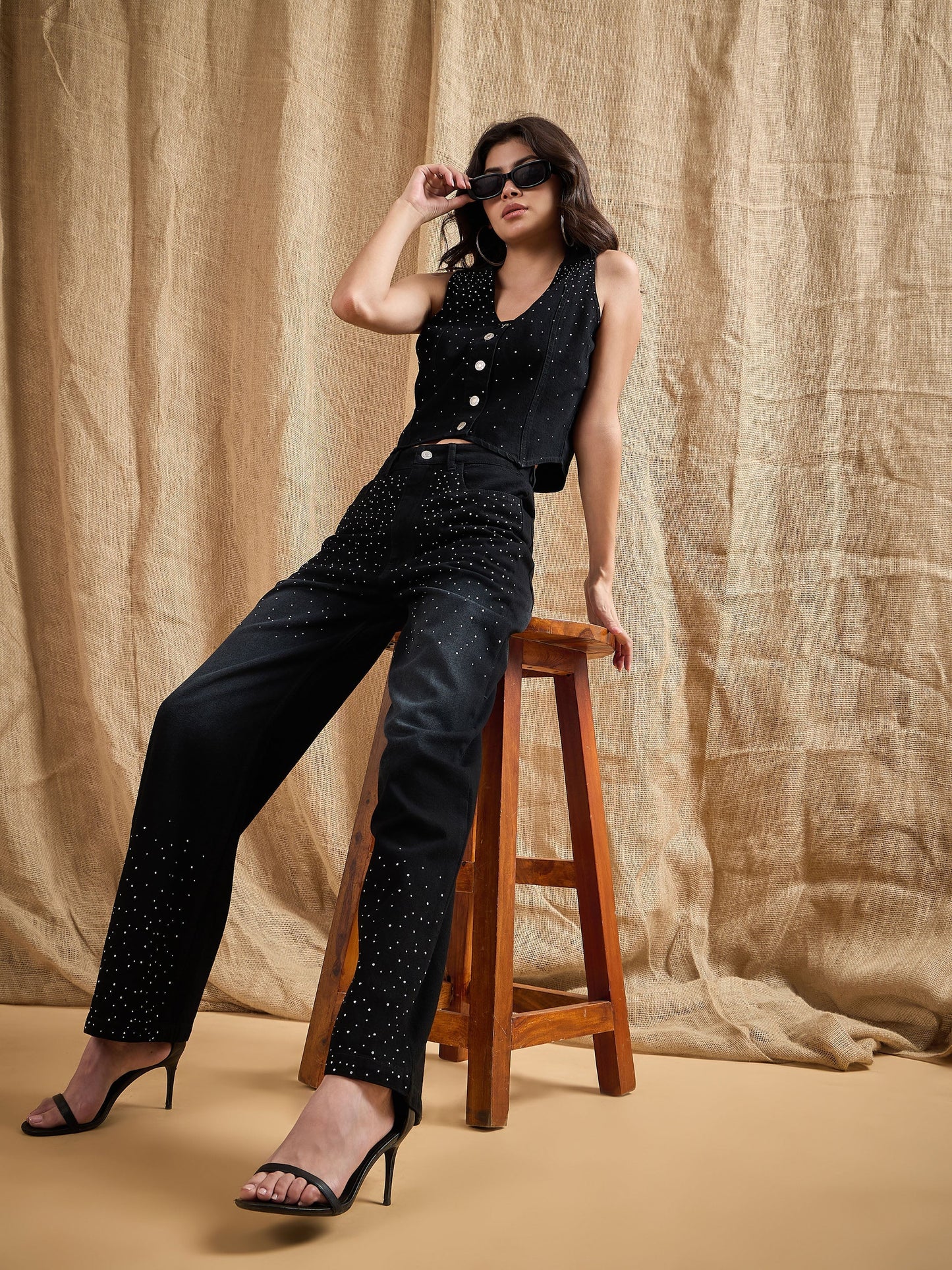 Women's Black Denim Co-Ord Set