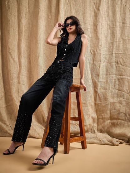 Women's Black Denim Co-Ord Set