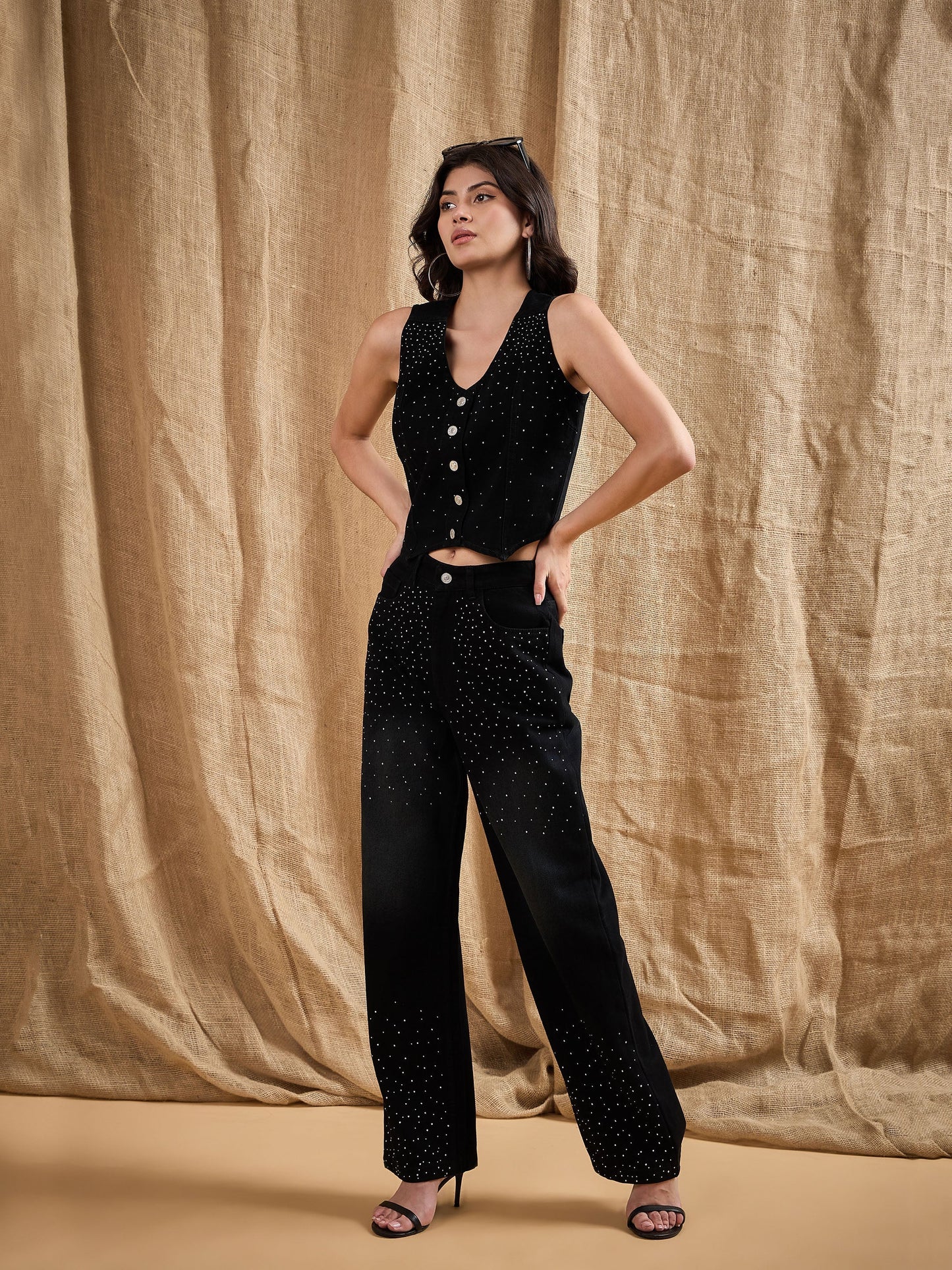 Women's Black Denim Co-Ord Set