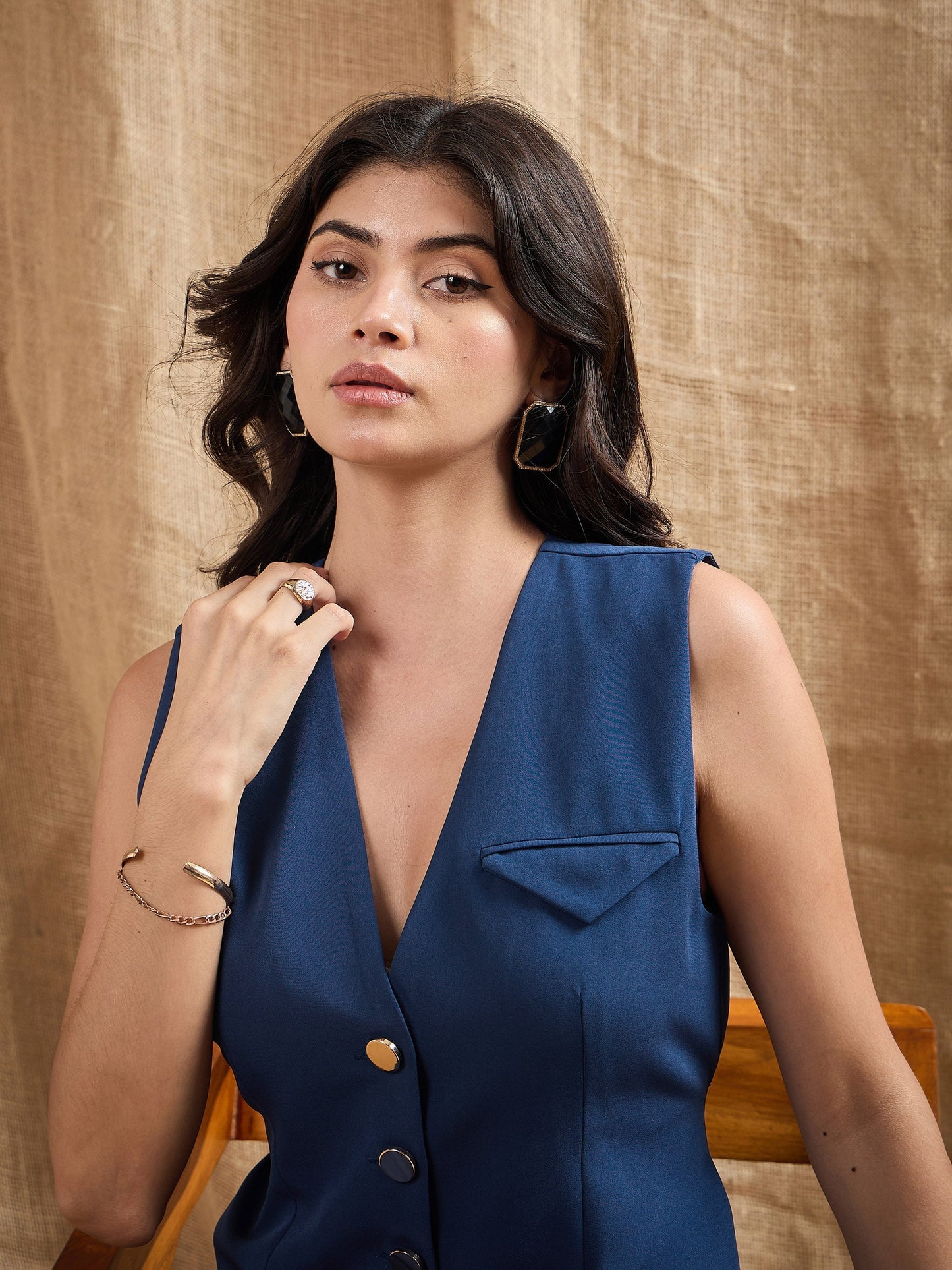 Women's Blue Solid Top