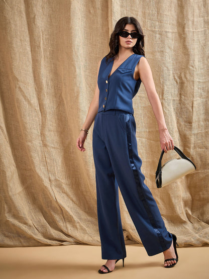 Women's Blue Solid Co-Ord Set