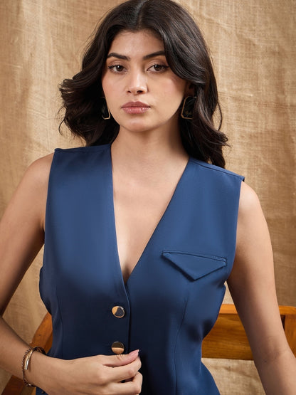Women's Blue Solid Co-Ord Set