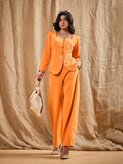 Women's Orange Solid Top