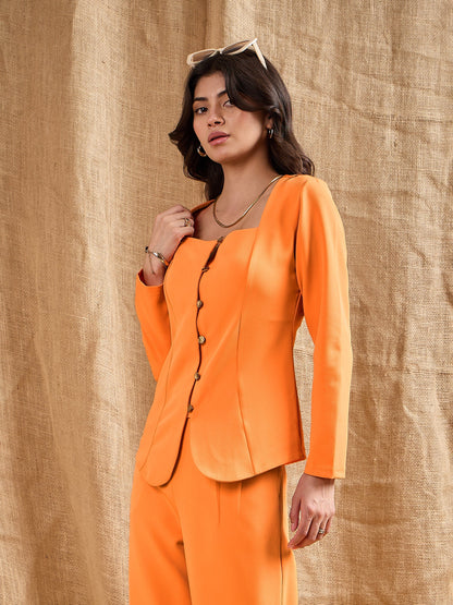 Women's Orange Solid Top