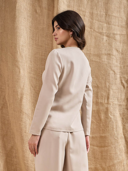 Women's Beige Solid Top