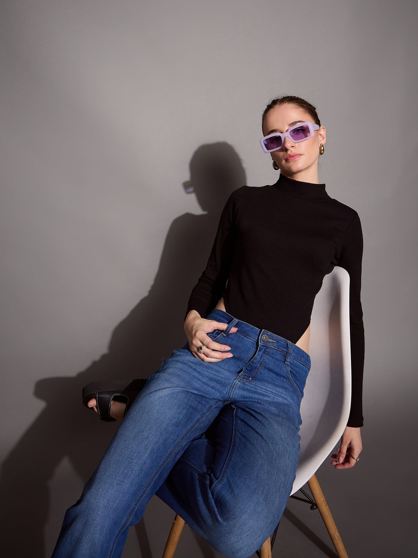 Women's Black Rib Bodysuit