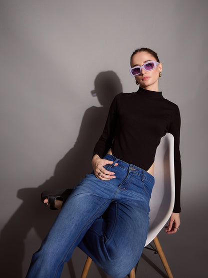 Women's Black Rib Bodysuit